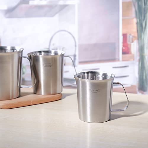 Newness Stainless Steel Measuring Cup, Metal Measuring Cup with Handle (Upgraded, 3 Marking Including Cup/ML/Ounce Scale), 16 Ounces (0.5 Liter, 2 Cup) - size: 16 OZ (2 Cup, 500 ML)