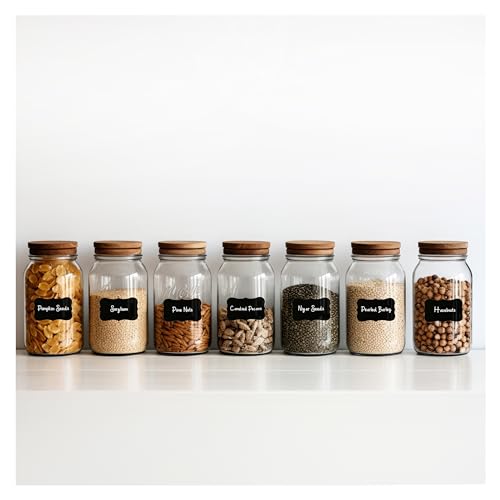 200 Chalkboard Labels for Containers - Waterproof Black Jar Labels with Chalk Markers, Reusable Chalk Stickers Kitchen Pantry Containers and Storage Bin Organization - style: Wavy Shape - 200pcs
