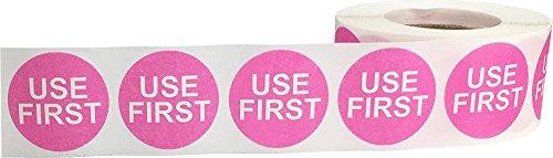 Dissolvable Use First Labels for Food Rotation Shelf Life Prep 1 Inch Round Circle Dots 500 Adhesive Stickers - size: 1" Circle