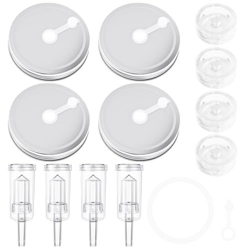 Fermentation Kit for Wide Mouth Jar, Pickling and Sauerkraut Kit with Glass Fermentation Weights Fermenting Lids Airlocks Silicone Gaskets for Pickles (Jar not included)