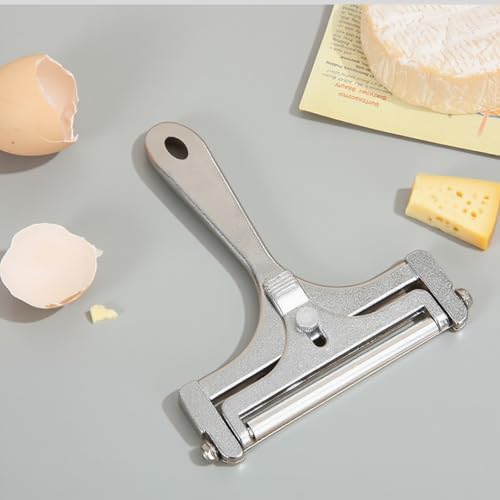 Cheese Slicer & Cheese Cutter - Adjustable Stainless Steel Wire Cheese Cutter with 1 Extra Wires - Cheese Shaver for Mozzarella, Cheddar, Gruyere - Cheese Slicer with Wire (Silver)