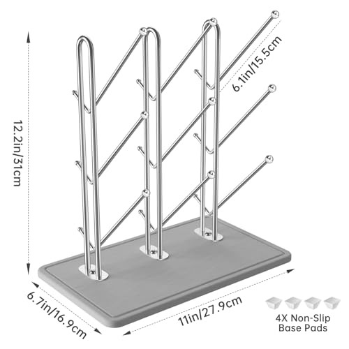 NiHome Baby Bottle Drying Rack with Diatomite Base & Stainless Steel Frame, Foldable Countertop Organizer Holds 9 Bottles, Space-Saving Stand for Water Bottles, Lids, Reusable Bags & More