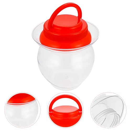 Ipetboom Large Capacity Pickle Jar 1l Plastic Food Storage Jar with Red Airtight Lid Kimchi Container for Kitchen and Household Use