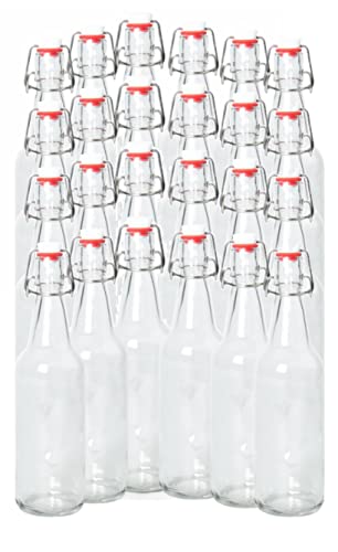 ICE N COLD | Pack of 24 Clear 16-20oz Growler with Flip Top Airtight Silicone Seal | For Beverages, Oil, Vinegar, Kombucha, Beer, Water, Soda, Kefir - color: Clear, size: Pack of 24