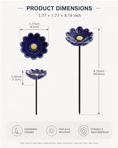 Bee Watering Station for Garden Cups Bird Butterfly Bees Ceramic Drinking and Water Bath Feeder Cup Blossoms Flowers Shaped Design Poppies Bowl Wildlife Feeding 5PCS Watring Pollinator (#6PCS-C) - color: #6PCS-C