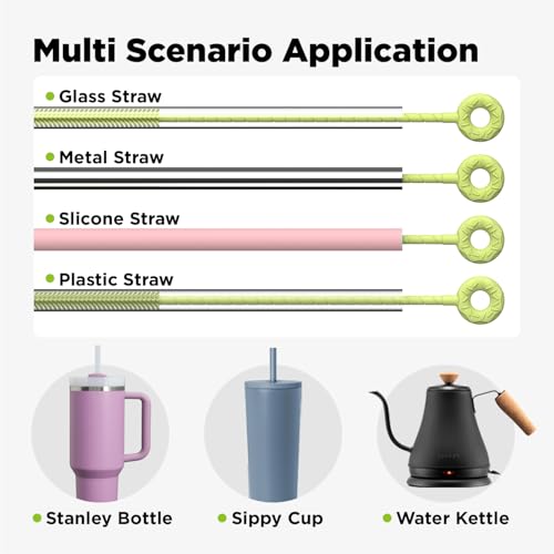 Silicone Straw Cleaner Brush, 2 Pcs Reusable Cleaning Brushes for Straws, 6mm&9mm, Green - color: Green