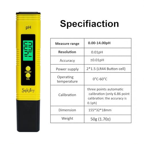 pH Meter for Water Tester Pen Monitor Water ph Meter Quality 0.01 High Accuracy Pocket Size with 0-14 Measurement Range for Soil,Household Drinking, Plants Growing,Pool and Aquarium(Yellow)