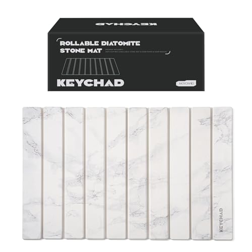KEYCHAD Large Stone Drying Mat for Kitchen Counter - 24x16 Quick Drying Collapsible Dish Drying Mat - Super Absorbent Diatomaceous Earth Mat - Stone Dish Drying Mat for Cups Dishes