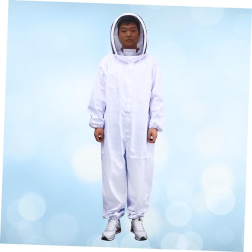 Holibanna Elastic Cuffs Ankles Full Body Beekeeping Suit Removable Veil XXL White
