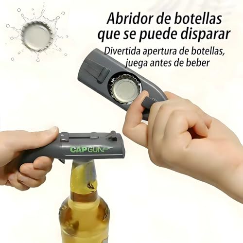 4PCs Grey Novelty Cap Gun Style Bottle Opener – Realistic Construction with Ergonomic Grip for Beverages, Themed Parties & Gifts - color: Gray