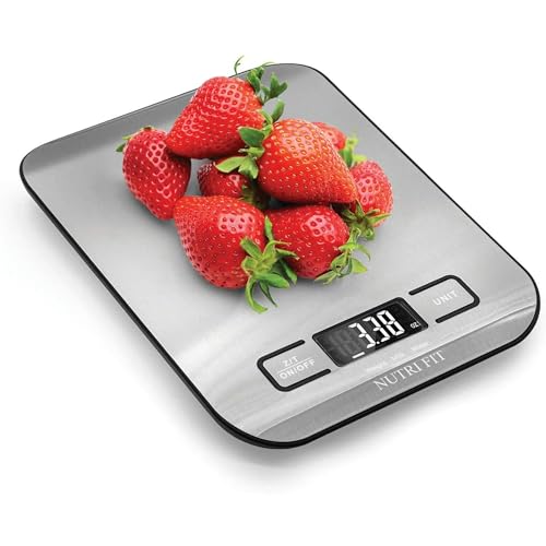 Food Scale, Kitchen Scales Digital Weight Food Grams and Ounces for Weight Loss Baking Cooking of NUTRI FIT, Max 11lb 1g Increment, Backlight LCD Smart Tare Stainless Steel, Easy to Use, AAA Battery - color: Silvery Grey