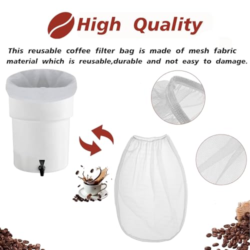 Cold Brew Coffee Filter Bag - Compatible with Toddy Cold Brew System for 5 Gallon Commercial BrewersWashable & Reusable Nylon Mesh Filter for Commercial/Home Brewers - 6 Pack