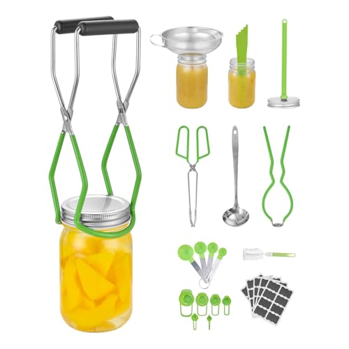VEVOR Canning Supplies Starter Kit, 9 Pieces Stainless Steel Water Bath Canning Kit for Beginners, Canning Tools Set: Ladle, Measuring Spoon & Cup, Funnel, Tongs, Jar Lifter, Jar Wrench - size: 9PCS