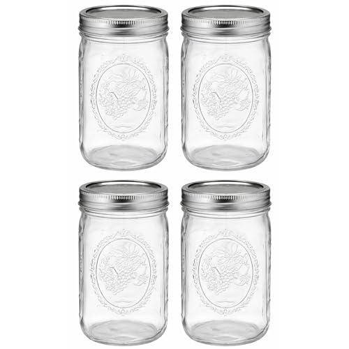 Wide Mouth 32 oz Mason Jars with Lids and Bands - 4 Pack - Packed in North Mountain Supply ImpactGuard Box - BPA-Free, Made in the USA – for Canning, Freezing, Storing, and More