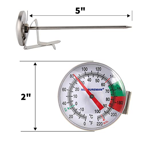 MEASUREMAN Instand Read 2” Dial 0~220℉/℃,Milk Thermometer,Milk Foam,Coffee Drinks Thermometer(2Pack) - size: 2 Pack