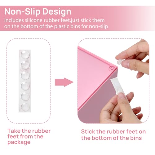 Vtopmart 4 Pack Small Clear Stackable Storage Drawers, Acrylic Bathroom Makeup Organizer, Plastic Storage Bins for Vanity, Undersink, Kitchen Cabinets, Pantry, Home Organization,Pink - style: 4pack-Pink
