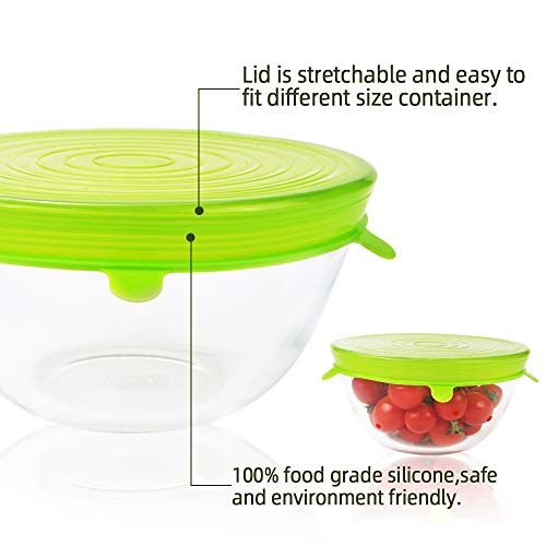 Webake Silicone Stretch Lids 12 Pack Reusable Expandable Lids (2.6" to 8.3") Fit Various Sizes of Container Tops, Bowls, Cups, Cans (Durable, Flexible) - color: Multicolor