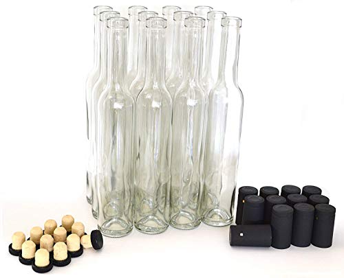 nicebottles Bellissima Bottles, 375ml, Clear - Case of 12 - Refined, Elegant, High-End Look & Feel, Ideal for Dessert Wines, Infused Spirits, Syrups, Oils, Vingars & Decorative Crafts
