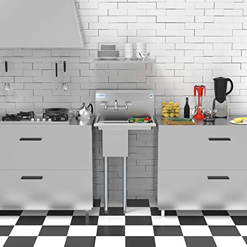 KoolMore 1 Compartment Stainless Steel NSF Commercial Kitchen Prep & Utility Sink with Drainboard - Bowl Size 10" x 14" X 10" - size: Right Drainboard