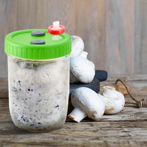 FOUR E'S SCIENTIFIC 8 Pcs Mason Jar Lids | With 8 PTFE 0.22μm Filters & 25 Rubber Stoppers, Fit 86mm Wide Mouth Mason Jars