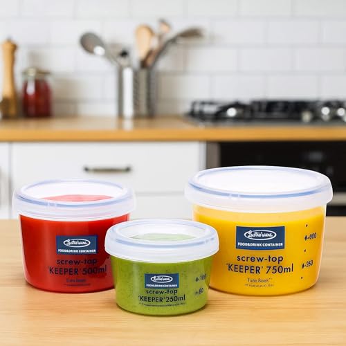 Set of 3, Lustroware Airtight Nestable Food Storage Containers with Lids, Reusable BPA Free Meal Prep Canisters with Measurement Marks, Pantry & Fridge Organization, Microwave Safe (8.5, 17, 25 oz) - size: 8.5/17/25 oz