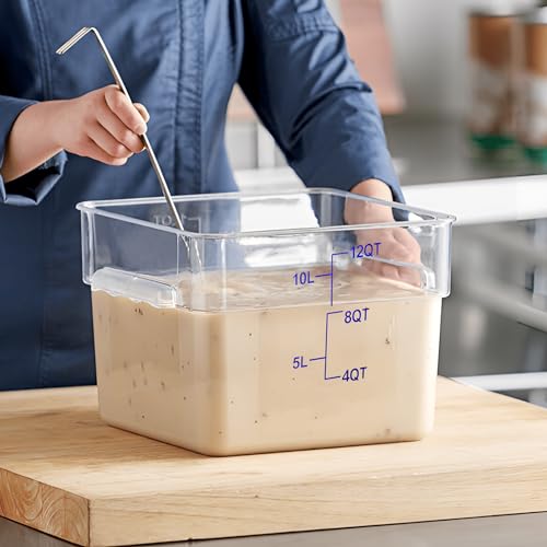 BIEAMA 4 Pack Food Storage Containers, 12 Quart with Lids, Square Commercial Containers with Scale, NSF, Polycarbonate, Clear - color: 12Qt-4 Pack(Blue Lids)
