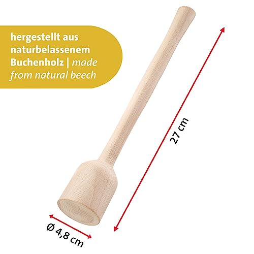 Westmark Potato & Herb Masher - Heavy Duty Hand Masher Ideal for Potatoes, Sauerkraut and Fermenting Proofing, Effortless Application - Beech Wood - size: Länge: 29,5 cm