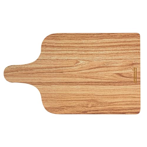 Restaurantware Cater Tek 11.8 x 7 Inch Charcuterie Boards 10 Faux Wood Cheese Boards - WIth Handle Stackable Paper Cardboard Charcuterie Boards Disposable For Serving At Catered Events