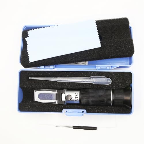 Brix Refractometer with Dual Scale - Specific Gravity & Brix, High Precision Handheld Refractometer Hydrometer with ATC for Beer Brewing Wine Making, Home Brewing Kit