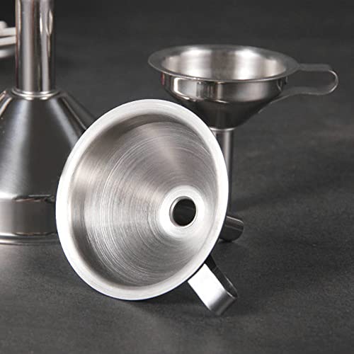 Small Funnels for Filling Bottles, Stainless Steel Small Kitchen Funnel Set of 3, Food Grade Mini Funnels for Kitchen Use Filling Bottles Liquor Flask Tiny Spice Cooking Powder Water 3in&2.2in&1.8in - color: 3PCS-3in&2.2in&1.8in