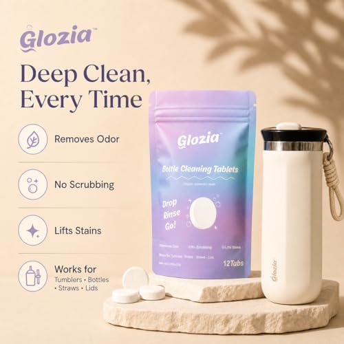 Water Bottle Cleaner Tablets for Tumblers & Travel Mugs, 12 Count | Water Bottle Cleaner, For Insulated Cups & Travel Mugs, Removes Coffee Stains & Odor, Bleach-Free Fizzy Formula