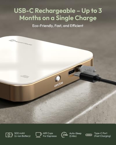 Maestri House S2 Espresso Coffee Scale with Timer, USB-C Rechargeable 2kg/0.1g Precision Shot Scale, Digital Scale for Espresso Brewing(White & Gold) - color: White&Gold