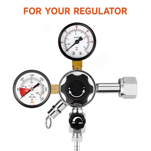 2" Pressure Gauge for CO2 Beer keg Regulator,Regulator Gauge,0-3000psi,Left Hand Thread, with 2 Additional Sealing gaskets and Hose Clamps - size: LF hand,3000psi