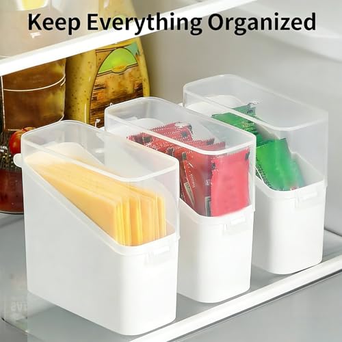 Cheese Slice Container Set 2Pcs, Fridge Storage Box Set, Stackable Design and Clear Lid for Box, Cheese, Tea Bags and Spices