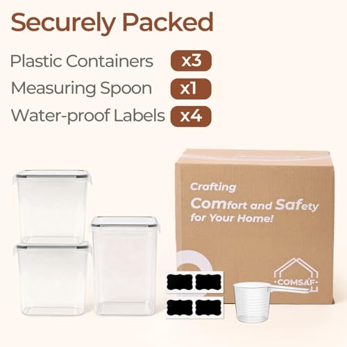 3 PCS Airtight Flour and Sugar Container for Pantry - 5lb Flour Capacity - 7.1 Inch Extra Wide Mouth Square Pantry Storage - Set of 3 (5.2L/5.5Qt) (2.5L/2.6Qt*2) - Stackable Baking Supplies Organizer - size: 5.5Qt/2.6Qt-Square