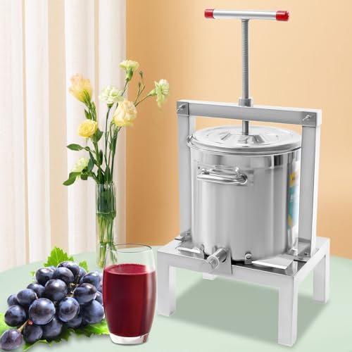 Manual Wine Press Extractor, Fruit Presser Honey Press Extractor, Stainless Steel Juice Press Extractor with 10L Bucket, Freestanding Press Extractor Machine, Household Extractor for Fruit Honey
