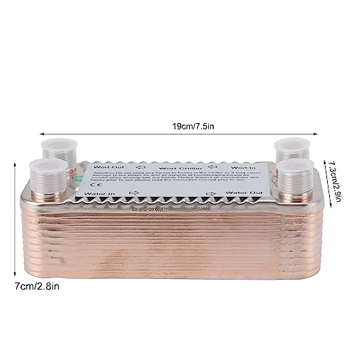 Kitchen Bars Restaurants Steel Brazed Plate Heat Exchanger 1/2 NPT Thread Connection Hot Liquid Accelerated Cooler for Hydronic Heating Brew Wort Chiller 20 Plates Stainless