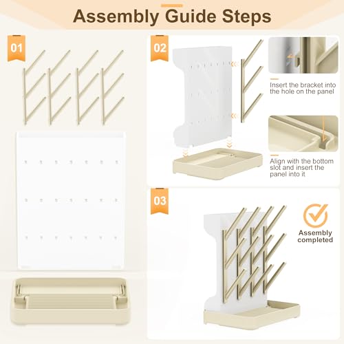 Baby Bottle Drying Rack: Vertical Space Saving Countertop Drying Rack - BPA-Free Baby Accessories Storage Stand Organize Brushes Pacifiers on Countertop - Elegant Grey - color: Elegant Grey