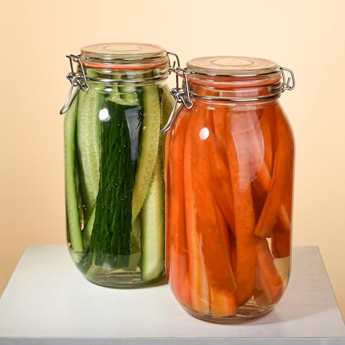 64 oz Large Mason Jars Wide Mouth,3 Pack Half Gallon Glass Pickling Jars with Airtight Lids,Air Tight Glass Storage Jars for Kitchen Canning - color: 64OZ