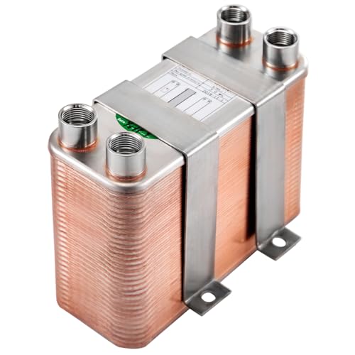 BestEquip Heat Exchanger 3"x7.5" 60 Plates Brazed Plate Heat Exchanger 316L 1/2" BSP FPT Heat Exchanger EATB12 Beer Wort Chiller for Hydronic Heating - size: 60