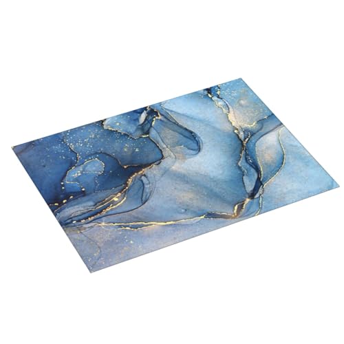 Marble Dish Drying Mat for Kitchen Counter Blue Gold Marble Drying Mat 18 x 24 Inch, Super Absorbent Reversible Microfiber Dish Drying Pad Dish Rack Pad Drainer Mat for Coffee Bar - color: Blue Gold Marble