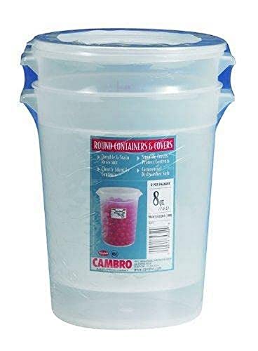 Cambro 8-Quart Round Food-Storage Container with Lid, Set of 2 - size: 8 Quart