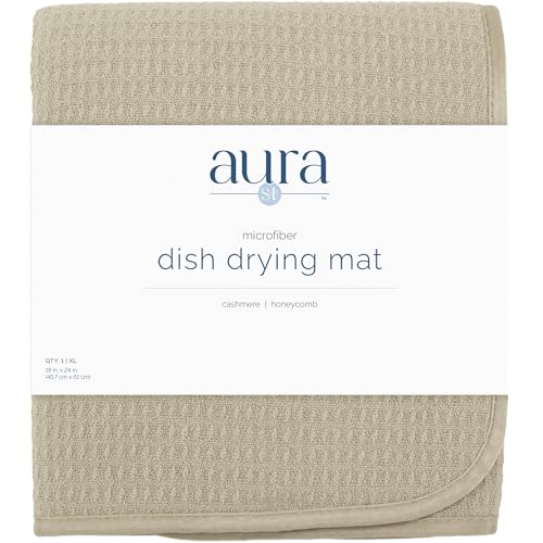 S&T INC. Dish Drying Mat XL, 18” x 24”, Absorbent Microfiber Kitchen Counter Mat, Dish Drying Pad for Dishes, Utensils, Pots and Pans, Extra Large, Pure Cashmere - size: 18" x 24"