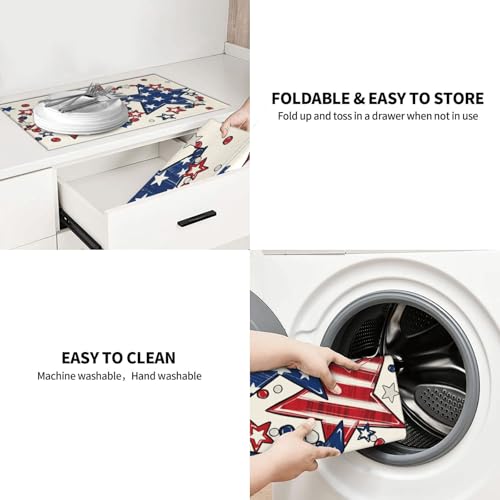 American Flag Stars And Stripes Microfiber Dish Drying Mat 18x24 Inch - Absorbent Non-Slip & Quick Dry Kitchen Counter Dish Drainer Pad, Rustic Farmhouse Style - color: American Flag Stars And Stripes