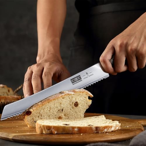 HOSHANHO Bread Knife 10 inch, Japanese High Carbon Stainless Steel Serrated Bread Knives, Professional Bread Cutting Knife for Homemade Bread - size: 10"