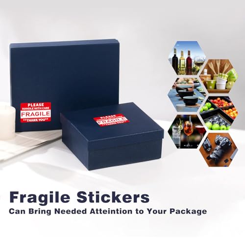 320 Pcs Fragile Stickers, 3 x 2 Inch Handle with Care Shipping Moving Glass Permanent Adhesive Commercial Grade Fragile Labels (Fragile) - color: Red, size: 320 PCS
