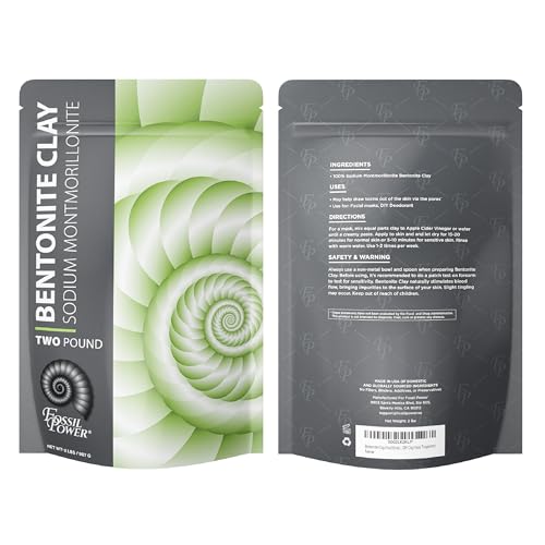 Bentonite Clay Food Grade Powder 2 Lb - Pore Cleansing, Face & Hair Mask | Fossil Power - 100% Sodium Bentonite Clay - Draws Out Impurities for Hair, Face & Bath Soak - Also for Toothpaste & Deodorant - size: 32 Ounce (Pack of 1)