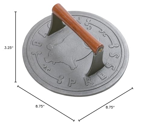 Norpro 8.75-Inch Cast Iron Bacon Press with Wood Handle, Round