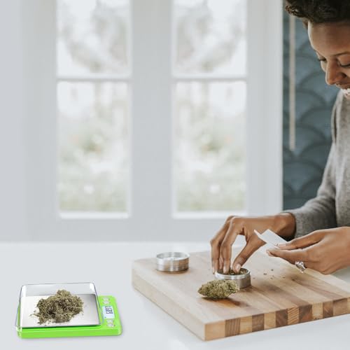 Fuzion Digital Scale .01 Gram Accuracy, 500g Mini Food Scales for Small Jewelry, Gold, Herb, Spice - Weight Gram and Oz - color: Green