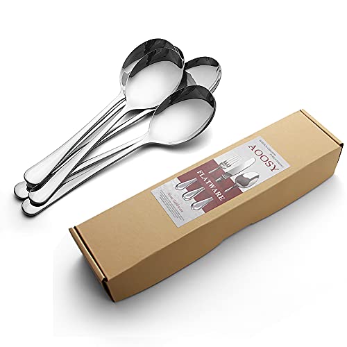 AOOSY Serving Spoons, 6 Pieces X-Large 9.8 Inches Stainless Steel Serving Spoon Catering Spoons Solid Serving Utensils Big Ladle Tablespoons for Buffet Banquet Flatware Kitchen Basics Serving - color: A X-Large 9.8 inches Big Serving Spoon